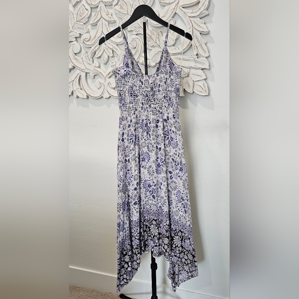 Angie Lavender, Blue & White Midi Sundress Knot Front Design. Sz Small & Med NWT - Picture 3 of 5